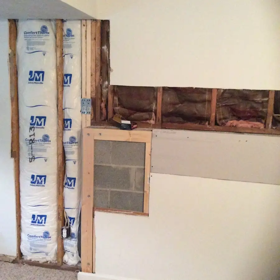Wall insulation replacement during Basement Flood Cleanup in Scranton